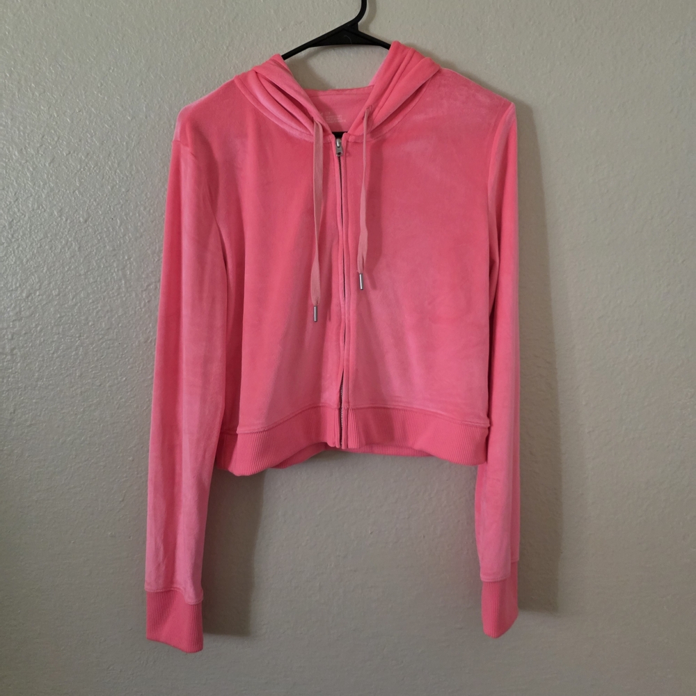 Aerie Pink Velour Zip-Up Jacket